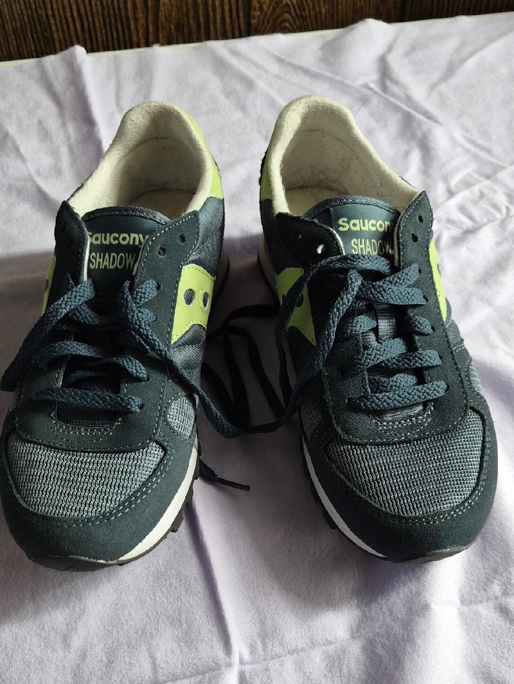 Saucony Kids Shadow Runner Sneakers - Dark Blue with Lime Green Accents